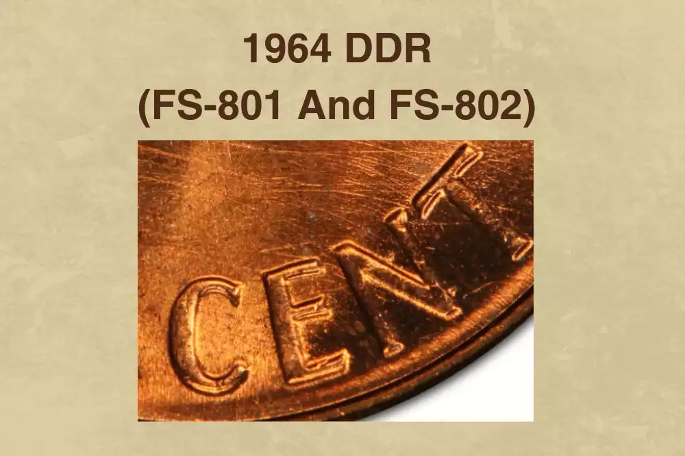 1964 Lincoln penny DDR FS-802 doubled die reverse close-up showing doubling on ONE CENT lettering and FG Frank Gasparro initials